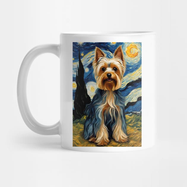 Yorkshire Terrier Yorkie Dog Breed in a Van Gogh Starry Night Art Style by Art-Jiyuu